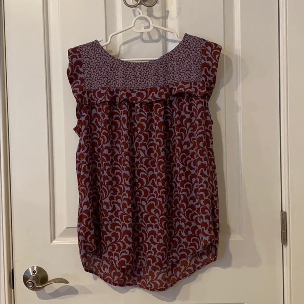 Loft peasant colorful short sleeve blouse